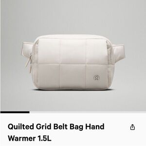 NWT Lululemon Quilted Grid Belt Bag Hand Warmer 1.5L White Opal.